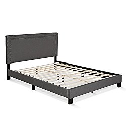 FURINNO FB17023Q-ST Bed Frame, Queen, Stone