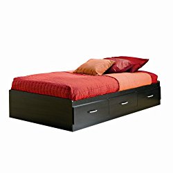South Shore Furniture Cosmos Collection Twin Mates Bed Box Only, Black Onyx and Charcoal