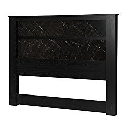 South Shore Gloria Headboard (78″) with Lights,King,Black Oak and Black Marble