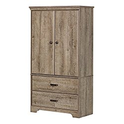 South Shore Versa 2-Door Armoire with Drawers, Weathered Oak
