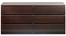 Modern Danish 6-drawer Long Dresser Brown Espresso Chocolate Wooden Wenge Bedroom Furniture