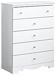 South Shore Furniture, Crystal Collection, 5 Drawer Chest, Pure White