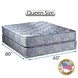 Chiro Premier Gentle Firm Orthopedic (Blue Color) Queen Size 60″x80″x9″ Mattress and Box Spring Set – Fully Assembled, Good for your back,, Long Lasting and 2 Sided by Dream Solutions USA