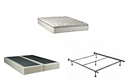 Continental Matress Mattress, 10 Inch Fully Assembled Pillow Top Orthopedic Mattress and Split Box Spring with Frame, Full Xl