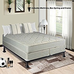 Continental Mattress, 9-Inch Fully Assembled Gentle Firm Orthopedic Back Support King Mattress and Box Spring With Bed Frame,Hollywood Collection