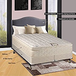 Continental Sleep 10″ Pillowtop Fully Assembled Othopedic Queen Mattress & 8″ Split Box Spring with Bed Frame,Deluxe Collection