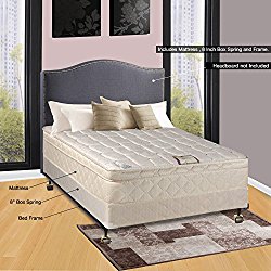 Continental Sleep 10″ Pillowtop Fully Assembled Othopedic Queen Mattress & Box Spring with Bed Frame,Deluxe Collection