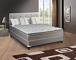 Spring Coil Mattress, 10″ Pillowtop Eurotop, Fully Assembled Othopedic Queen Mattress & Box Spring with Frame,Luxury Collection