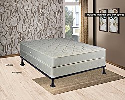 Spring Sleep Twin Size Assembled Orthopedic Mattress & 4″ Box Spring with Bed Frame Splendor Collection