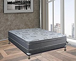 Spring Solution Fully Assembled Long Lasting Foam Encased 10″ Eurotop Orthopedic Back Support Mattress With 4″ Box Spring, Queen,Queen Size