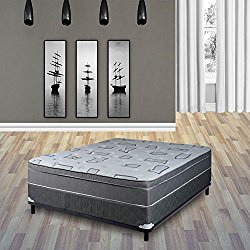 Spring Solution Fully Assembled Long Lasting Foam Encased 10″ Eurotop Orthopedic Back Support Mattress With 8″ Box Spring, Full XL