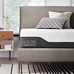 LUCID 10 Inch Queen Hybrid Mattress – Bamboo Charcoal and Aloe Vera Infused Memory Foam – Moisture Wicking – Odor Reducing – CertiPUR-US Certified