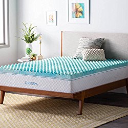 Linenspa 3 Inch Convoluted Gel Swirl Memory Foam Mattress Topper – Promotes Airflow – Relieves Pressure Points – Queen