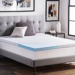 LUCID 2.5 Inch Gel Infused Ventilated Memory Foam Mattress Topper with Removable Tencel Blend Cover 3-Year Warranty – Queen Size
