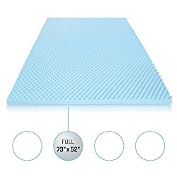 Milliard 2in. Egg Crate Gel Memory Foam Mattress Topper – Full, Mattress Pad Provides Great Pressure Relief, Gel Infusion Contributes to a Cooler Night Sleep (Full)