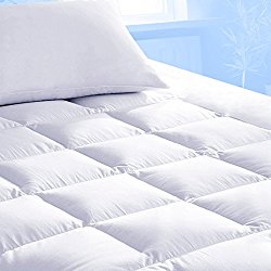 Pure Brands Mattress Topper & Mattress Pad Protector In One – Quality Plush Luxury Down Alternative Pillow Top – Make Your Bed Luxurious with Deep Pockets – Queen Size