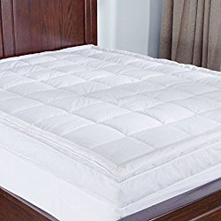 puredown Premium Goose Down Mattress Pad Bed Topper, 75% Feather/25% Down White, Queen Size