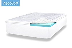 ViscoSoft 4-Inch Queen Luxury Dual Layer Gel-Infused Memory Foam Mattress Topper – Includes Quilted, Down-Alternative Pillow Top Cover – CertiPUR-US Made in USA