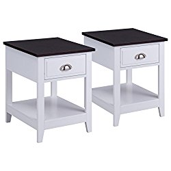 Giantex Set Of 2 Night Stand for Bedrooms End Table Coffee Table with Storage Drawer & Display Shelf Storage Bedside Cabinet