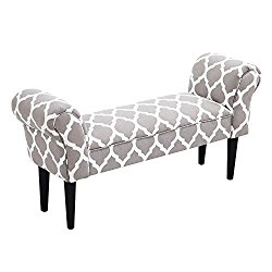 HomCom 40” Decorative Vanity Arm Bench – Gray