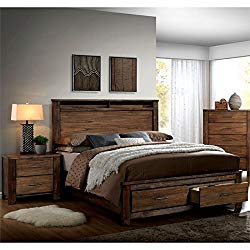Furniture of America Nangetti Rustic 2 Piece Queen Bedroom Set in Oak
