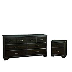 Home Square 2 Piece Bedroom Set with Dresser and Nightstand in Ebony