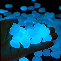 300 Pcs Glow in the Dark Pebbles for Walkways and Decor | Decorative Stones for Gardens, Yards, Lawns, Driveways, Plants, Aquarium | Electric Blue