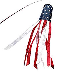 Anley 40 Inch American US Flag Windsock, Stars & Stripes USA Patriotic Decorations – Embroidered Stars and Fade Resistant – 3.3 Feet