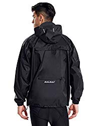 Baleaf Unisex Packable Outdoor Waterproof Rain Jacket Hooded Raincoat Poncho Black Size S