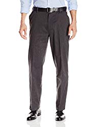 Dockers Men’s Comfort Khaki Stretch Relaxed-Fit Flat-Front Pant, Dark Charcoal Heather (Stretch), 44W x 30L