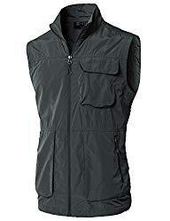 H2H Men’s 100% Cotton Outdoor Multi Pocket Vest Darkgray US S/Asia M (KMOV0157)