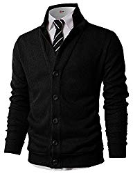 H2H Mens Casual Slim Fit Knitted Cardigan with Pocket Black US M/Asia L (KMOCAL0182)