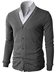 H2H Mens Casual V-Neck Long Sleeves Cardigan Sweater Gray US L/Asia XL (CMOCAL012)
