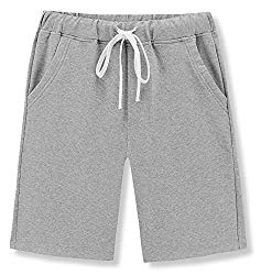 Janmid Men’s Casual Classic Fit Cotton Elastic Jogger Gym Shorts Light Grey M