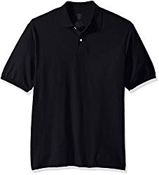 Jerzees Men’s Spot Shield Short Sleeve Polo Sport Shirt, Black, Large