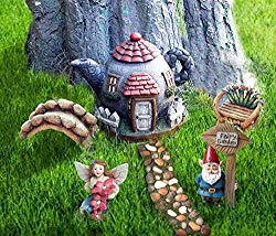 LA JOLIE MUSE Fairy Garden Accessories Kit 6pcs, Miniature Figurines House Set, Hand Painted Fairies & Gnome Statues for Outdoor or Home Decor Gifts