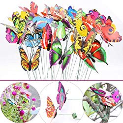 LeBeila Butterfly Stakes – Garden Yard Ornaments & Patio Décor Butterflies Waterproof Butterfly Decorations For Indoor/Outdoor Planter Flower Pot Bed, 24 pcs Christmas & Party Supplies Crafts (24)