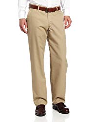 Lee Men’s Total Freedom Relaxed Fit Flat Front Pant – 36W x 32L – Khaki
