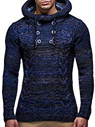 Leif Nelson LN20227 Men’s Knitted Pullover,Dark Blue,US-3XL / EU-4XL
