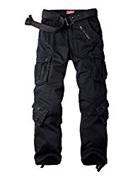 Must Way Men’s Cotton Casual Military Army Cargo Camo Combat Work Pants With 8 Pocket Black 40