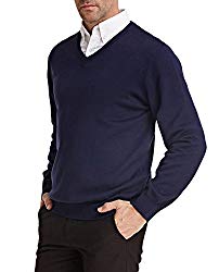 PAUL JONES Men’s Long Sleeve Knitted Sweater V Neck Pullover Size S Navy Blue