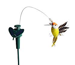 Solaration Solar or Battery Powered Fluttering Hummingbird, Real Feather Wings and Tails