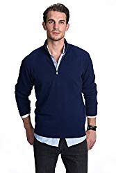 State Cashmere Men’s 100% Pure Cashmere Pullover Half Zip Mock Neck Sweater (Small, Navy Blue)