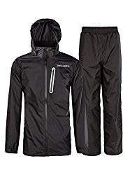 SWISSWELL Mens Waterproof Rainsuit with Hood Black Large