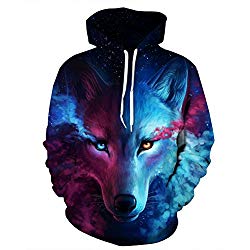 Unisex Realistic Wolf Universe Printed Hip Hop Street Style Hip Hop Sweatshirt Pullover Hoodie For Men Women