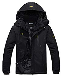 Wantdo Men’s Waterproof Mountain Jacket Fleece Windproof Ski Jacket US L  Black L