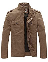 WenVen Men’s Fall Casual Cotton Air Force Jacket (Khaki 1,US Size XL)