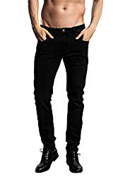 ZLZ Slim Fit Jeans, Men’s Younger-Looking Fashionable Colorful Super Comfy Stretch Skinny Fit Denim Jeans (32, Black)