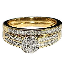 1/4cttw Bridal Rings Set 10K Yellow Gold 2 Piece Pave Set Diamonds (I/j Color 0.25cttw)