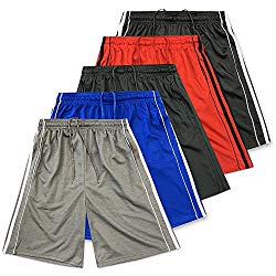 American Legend Mens Active Athletic Performance Shorts – Set 5-5 Pack, L